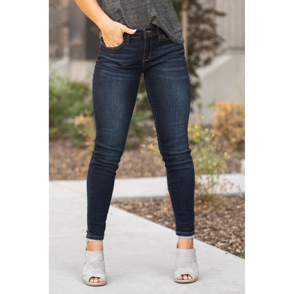 Judy Blue Joanne Mid Rise Dark Wash Skinny Jeans 15/32 Casual Stretch Denim Chic - Picture 4 of 10